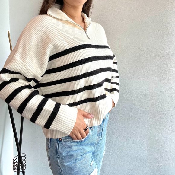 Mango Sweaters - MANGO Striped sweater with zipper